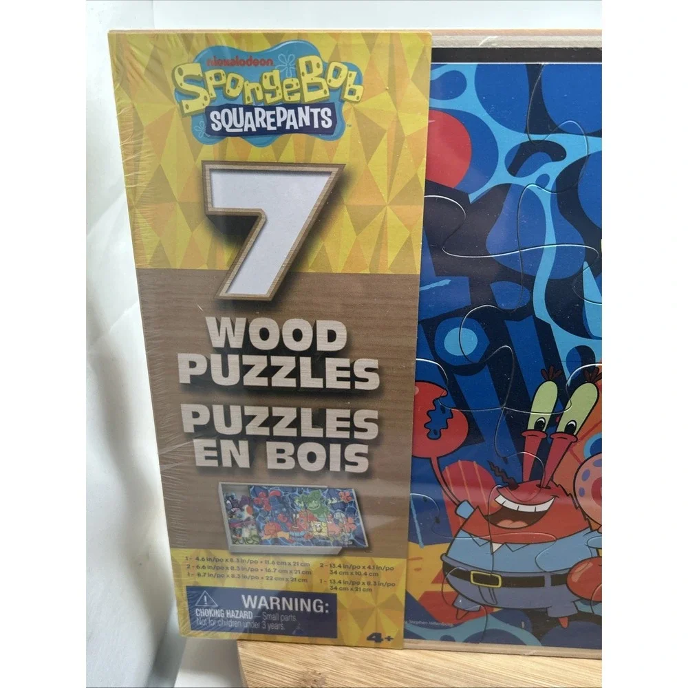 NEW‎ SpongeBob SquarePants 7 Wood Puzzles Nickelodeon Ages 4+ Spin Masters